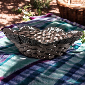 Shportë kashte rrumbullake me valëzime