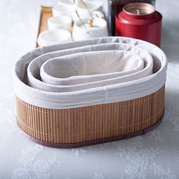 Shporta organizuese multifunksionale bamboo, set 3 copë