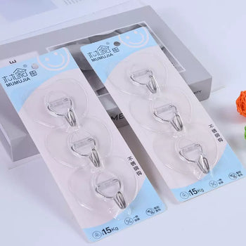 Set 3 kapëse murale transparente me thithëse