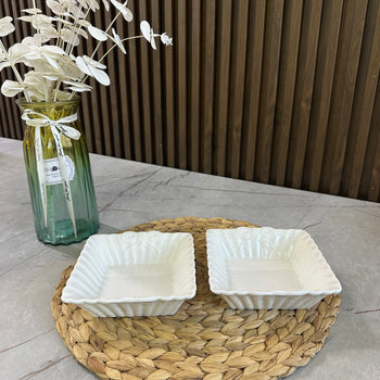 Set tasash qeramike katrore për servirje, ngjyrë e bardhë