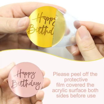 Dekor akrilik për tortë “Happy Birthday”