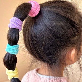 Set me 10 copë llastiqe flokësh me miks ngjyrash blu dhe të verdhë, super elastik