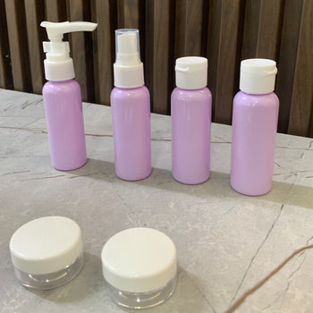 Set me shishe plastike për udhëtim me 6 pjesë