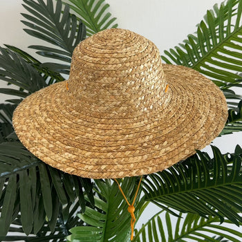 Kapele plazhi kashte me lidhëse me ngushtim ngjyrë portokalli