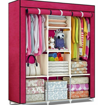 Gardërobë portative me ndarje dhe mbulesë tekstili