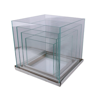 Kuti transparente akrilik për torta, me kapak të fortë, set 5 pcs