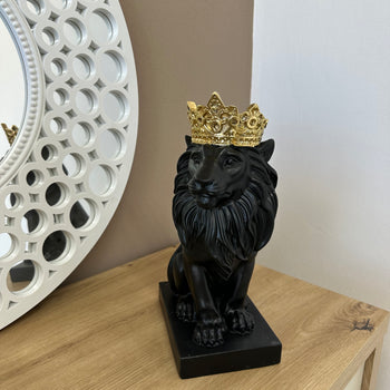 Figurinë dekorative luani me kurorë mbreti, H30 cm