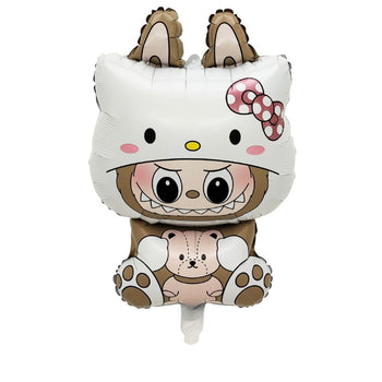 Set dekorimi “Happy Birthday” LABUBU, 18 copë tullumbace dhe pankartë festive për ditëlindje