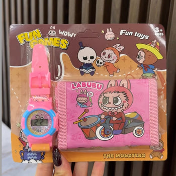 Set me orë dixhitale dhe kuletë për fëmijë me Labubu