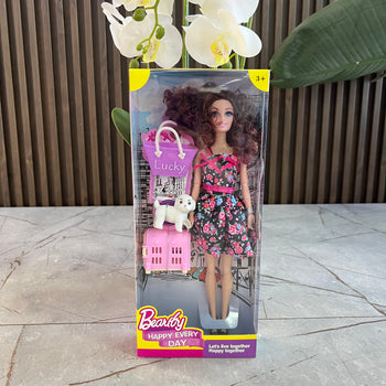 Vajza shetitje me qenushin e saj, Barby Happy Every Day