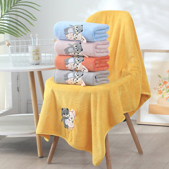 Peshqirë për trupin & fytyrën me arush + lepurush, paketim me çantë transparente, set 2 copë