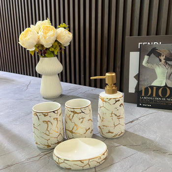 Set aksesorësh tualeti me efekt mermeri