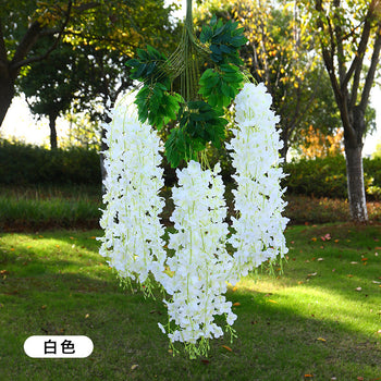 Degë artificiale me lule të varura të bardha me 3 ndarje