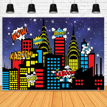 Baner për ditëlindje me Super City Superheroes