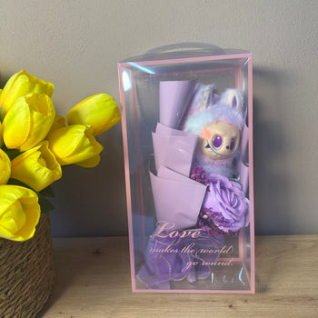 Cantë paketimi transparente me buqete “Labubu”