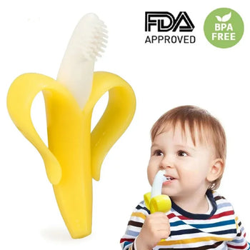 Loder silikoni per dhembet e bebeve ne forme banana-je