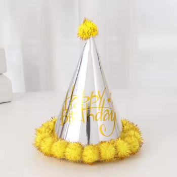 Kapele argjendi me shkrim 'Happy Birthday'