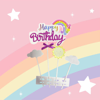 Dekor për tortën me diell dhe ylber (cake topper)